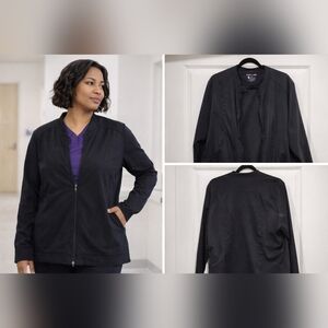 Healing Hands Purple Label Scrub Jacket – XL Black – Medical Uniform Zip
